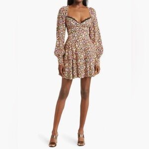 AFRM Modesto Crepe Mini Dress Noir Wildflower XS NWOT